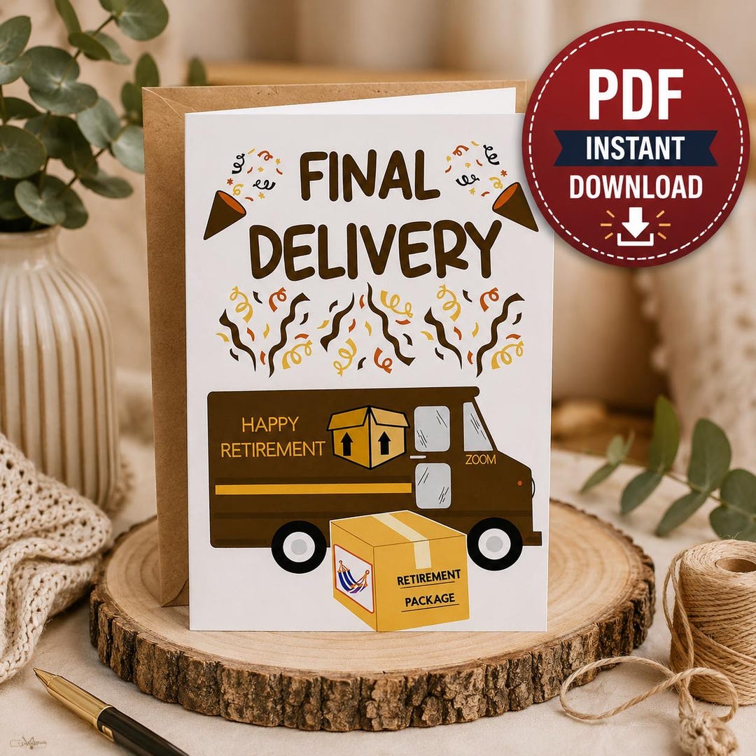 Delivery Driver Retirement Card – Final Delivery Theme – Printable 5x7 ...