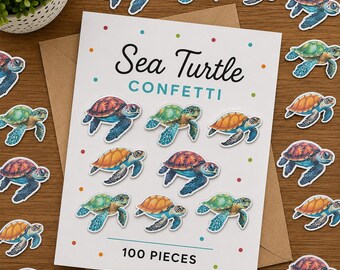 Confetti zeeschildpad, schildpadconfetti, oceaanconfetti, strandconfetti, feestdecoratie zeeschildpad, confetti onder de zee, themafeest schildpad