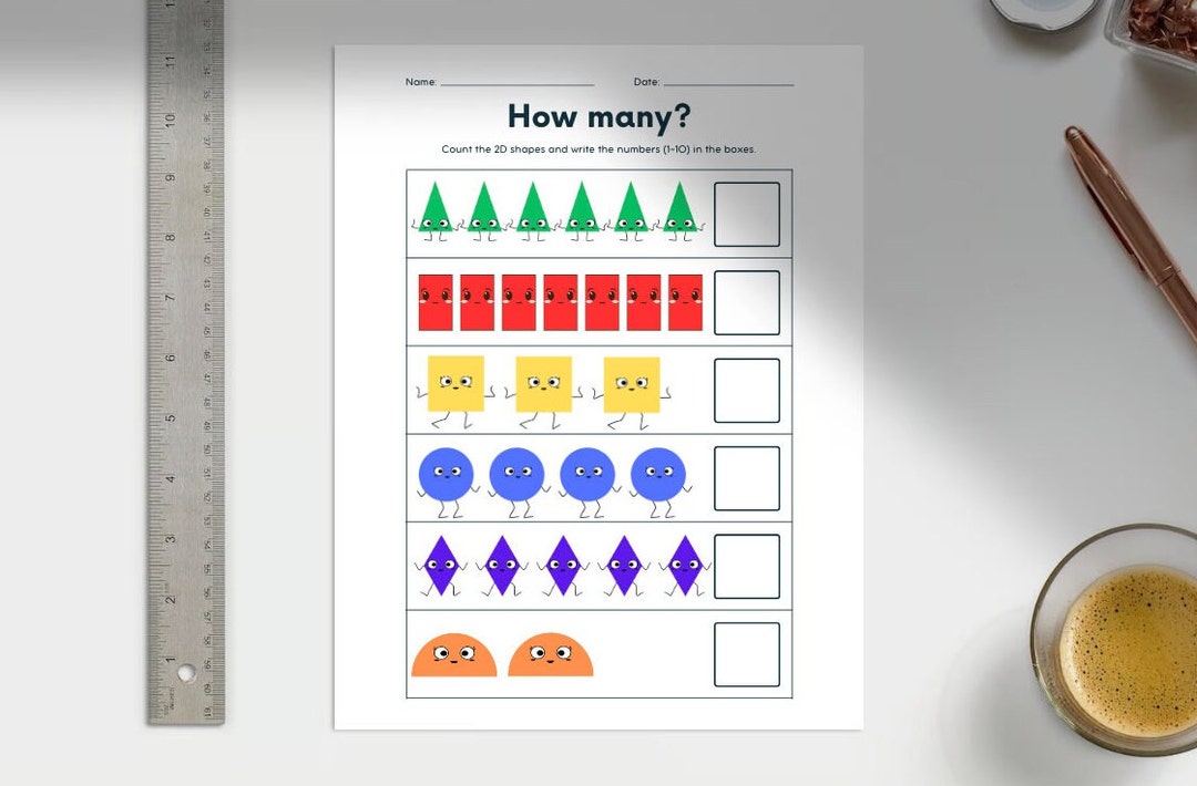 Printable Preschool/kindergarten Counting Shapes Worksheets, Home ...