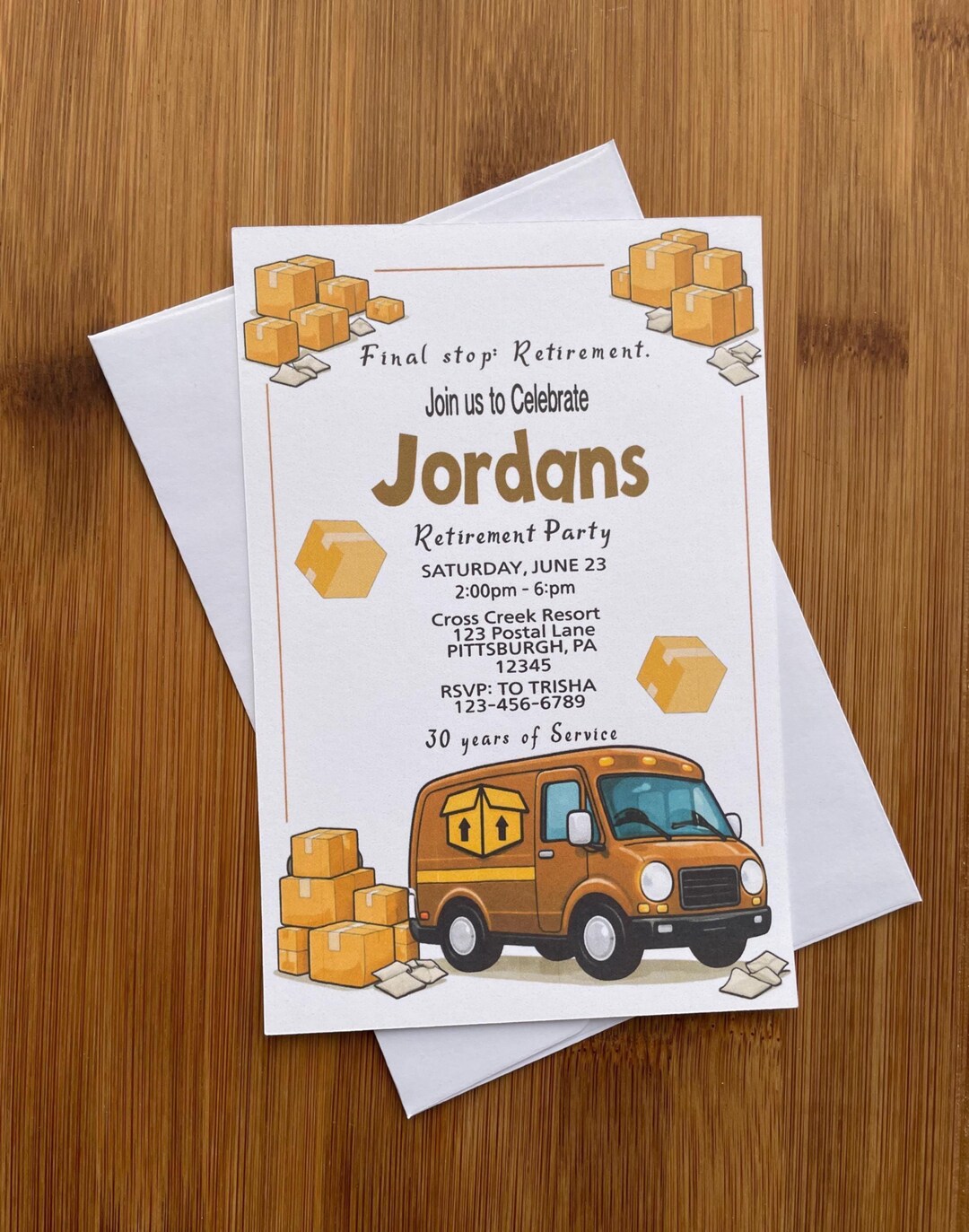 Delivery Driver Retirement Invitation, Set of 10 With Envelopes - Etsy