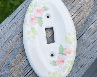 Porcelain Light Switch Cover with flowers, Oval shape