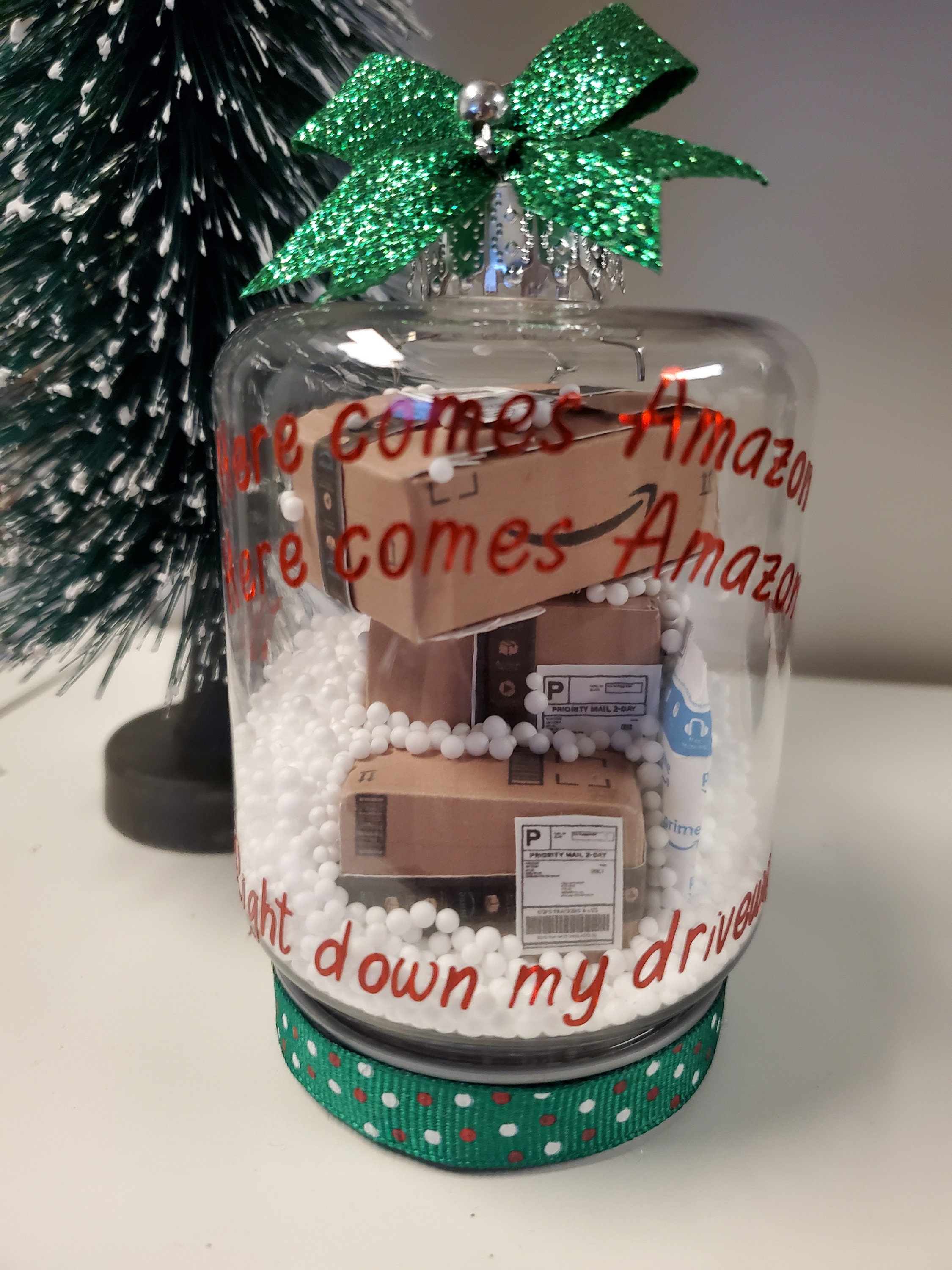 Amazon Package Snow Globe Christmas Ornament Etsy