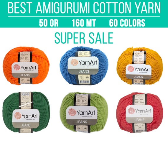 Yarnart jeans yarn 50gr, Acrylic yarn, Crochet knitting amigurumi, Doll yarn, Knitting cotton yarn, Begonia amigurumi, Art doll.  YAJ50-S1