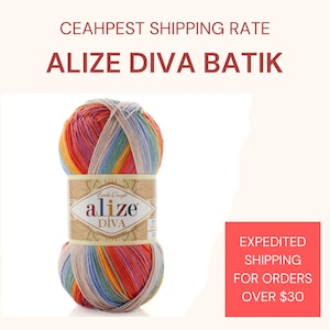 Alize Diva Batik| Summer yarn | Acrylic yarn | Bikini yarn | Amigurumi Yarn | Crochet Yarn | 100 Gr - 380 Yard