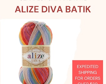 Alize Diva Batik | Sommargarn | Akrylgarn | Bikinigarn | Amigurumigarn | Virkgarn | 100 Gr - 380 Yard