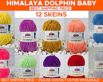 12 Skeins Himalaya Dolphin Baby | Velvet Yarn | Plush Yarn | Knitting Yarn | Baby Blanket Yarn |  Chenille Yarn | Winter yarn