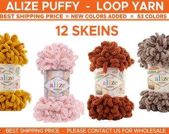 12 Skeins - Alize Puffy | Blanket Yarn | Puffy Yarn | Soft Yarn | Hypoallergenic | Lingerie | Baby Yarn | Loop Yarn | Chunky Yarn  APS12