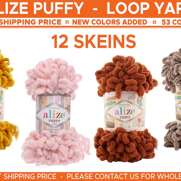 12 Skeins - Alize Puffy | Blanket Yarn | Puffy Yarn | Soft Yarn | Hypoallergenic | Lingerie | Baby Yarn | Loop Yarn | Chunky Yarn  APS12