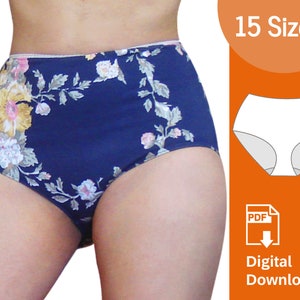 Retro underwear sewing pattern. Hipster style panty, briefs, sloper. Plus size included. Digital PDF download.