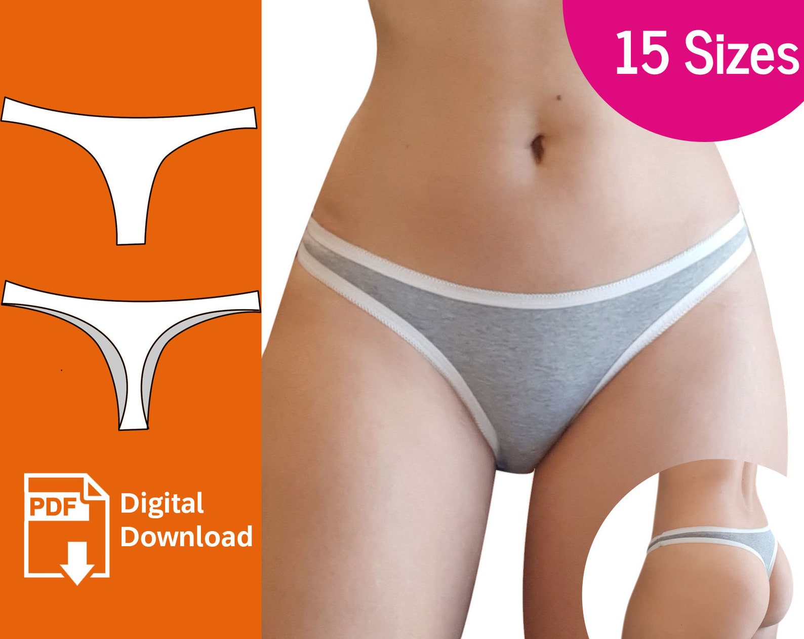 Thong Sewing Pattern. Plus Size Included. Digital PDF Etsy