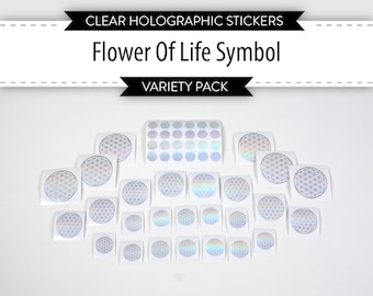 Holographic Flower of Life Stickers: Sacred Geometry Clear Vinyl Variety Pack