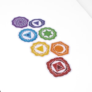 Chakra Vinyl Decals with Holographic Star Effect | Energy Center Stickers | 7 Stickers Per Pack