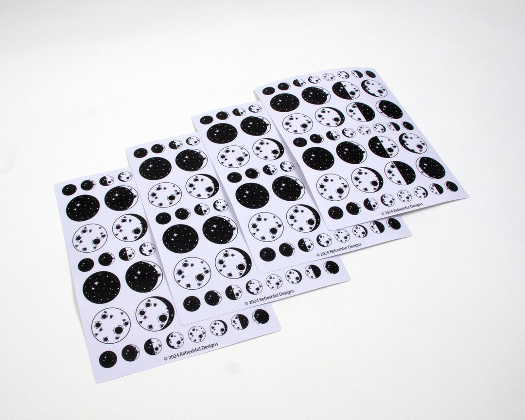 Moon Phases Vinyl Sticker Sheet | Lunar Cycle Planner Decals | 4 ...