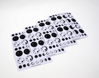 Moon Phases Vinyl Sticker Sheet | Lunar Cycle Planner Decals | 4 Sticker Sheets