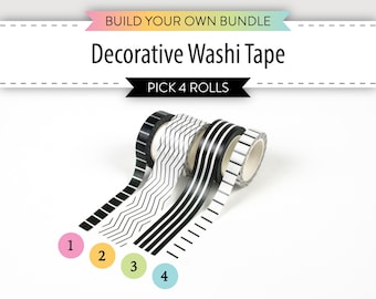 Washi Tape Bundle CLOSEOUT SALE: Pick Any 4 Rolls, Decorative Masking Tape