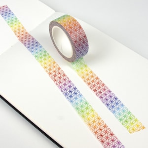 Flower of Life Pattern Washi Tape | Sacred Geometry Decoration | Bold Rainbow Colors