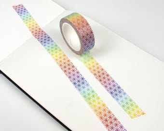 Flower of Life Pattern Washi Tape | Sacred Geometry Decoration | Bold Rainbow Colors
