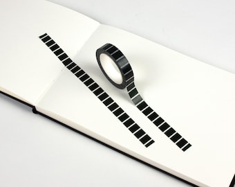 Black and White Striped Washi Tape | Skinny Scrapbooking Embellishment | Minimal Journaling Decoration
