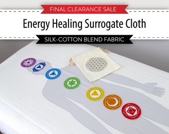 Distant Reiki Energy Healing Surrogate Cloth With Chakra Symbols | Large Size Silk-Cotton Fabric