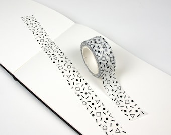 Black & White Confetti Washi Tape | Decorative Gift Wrap Supply | Party Celebration Masking Tape