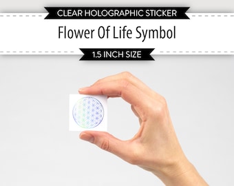 Flower of Life Sticker, Holographic Sacred Geometry, 1.5 inch