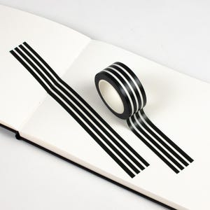 Black & White Striped Washi Tape | Bold Scrapbooking Decoration | Black Crafting Supply