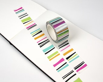 Colorful Funky Stripes Washi Tape | Multicolor Crafting Tape | Fun Scrapbooking Supplies
