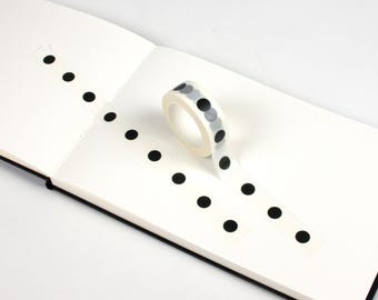 Black Polka Dot Washi Tape | Minimalist Scrapbook Crafting Tape