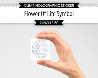 Holographic Flower of Life Sticker: Sacred Geometry Vinyl (2 Inch)