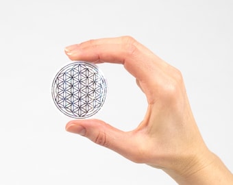 Flower of Life Sticker with Holographic Star Effect | Sacred Geometry Vinyl Decal