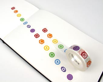7 Chakras Washi Tape| Reiki Energy Healing, Yoga | Decorative Journaling Supply | Horizontal Orientation