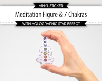 Holographic Chakra Meditation Figure Vinyl Sticker