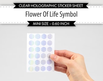 Flower of Life Holographic Sticker Sheet, Sacred Geometry (0.60 Inch)