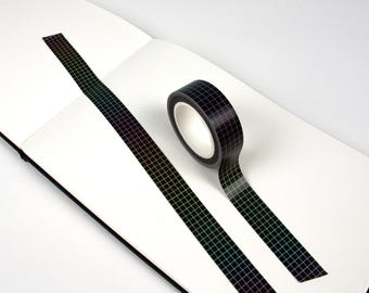 Black Washi Tape With Rainbow Grid | Scrapbooking & Journaling Crafting Tape | Splash Of Color