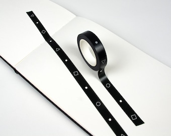 Party Confetti Garland Washi Tape | Decorative Black & White Minimalist Crafting Tape