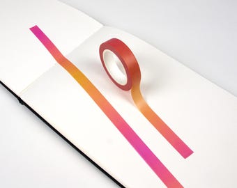 Pink & Orange Gradient Washi Tape | Warm Sunset Colors | Scrapbook Journaling Supplies