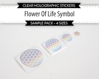 Holographic Flower of Life Sticker Sample Pack (4 Sizes)