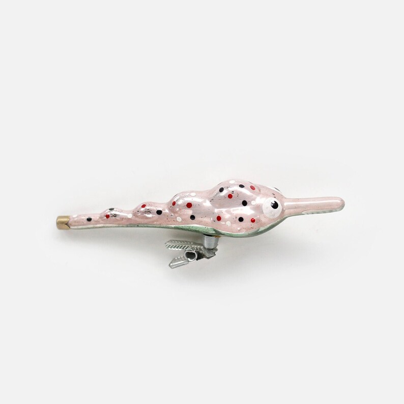 Pink Alligator Crocodile Vintage Style Nostalgic Lauscha Germany Mercury Free Blown Glass Christmas Tree Clip On OrnamentBaubleDecoration