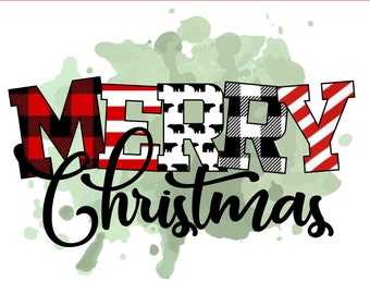 Rustic Buffalo Plaid and Leopard Print Merry Christmas Sublimation Design, merry christmas