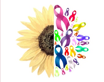 Fight Cancer in all colors clipartAwareness Shirt, Faith Hope Love, Sunflower, Pink T-shirt, Awareness Month, Breast Cancer