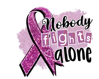 Awareness, Purple ribbon clipart, Nobody Fights Alone, cancer awareness, png file for sublimation, Purple ribbon, Alzheimer’s
