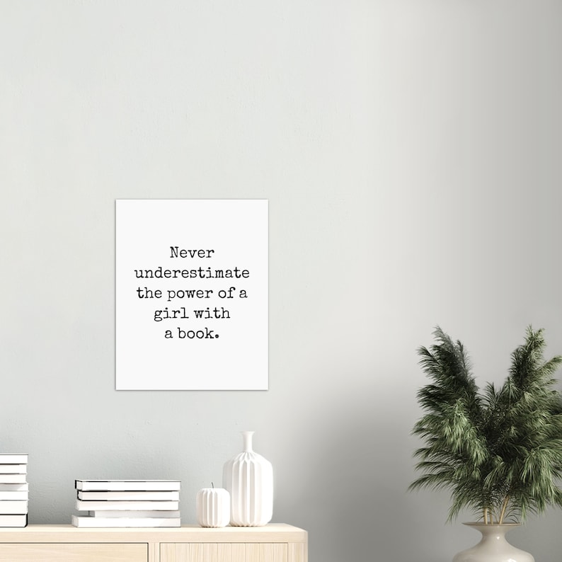 Ruth Bader Ginsburg Quote Never underestimate the power of a girl with a book Art Print Poster Wall Art