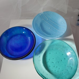 Fused Glass Small Bowls--Blue and Green Collection--Your Choice of Color