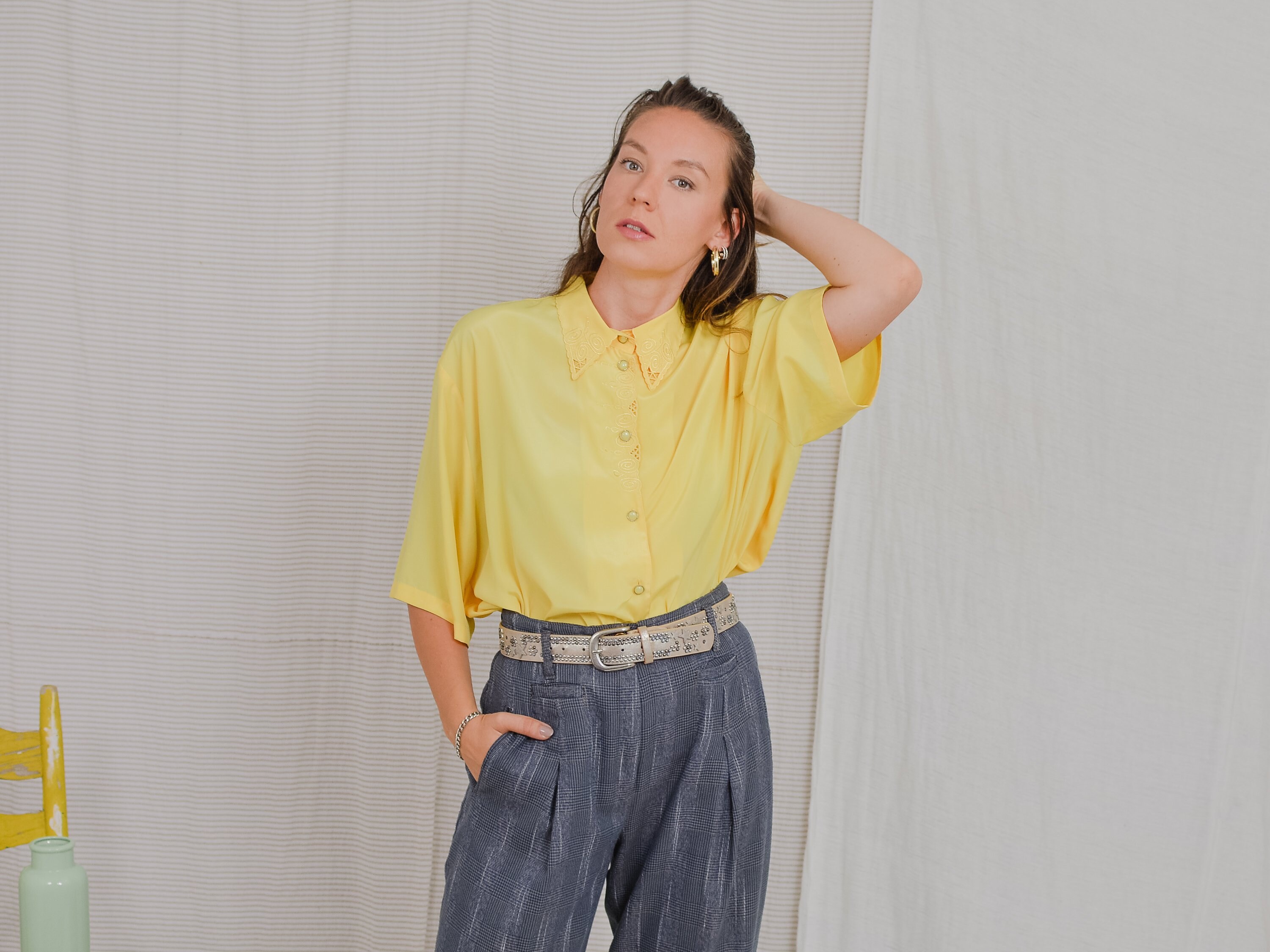 yellow shirt blouse