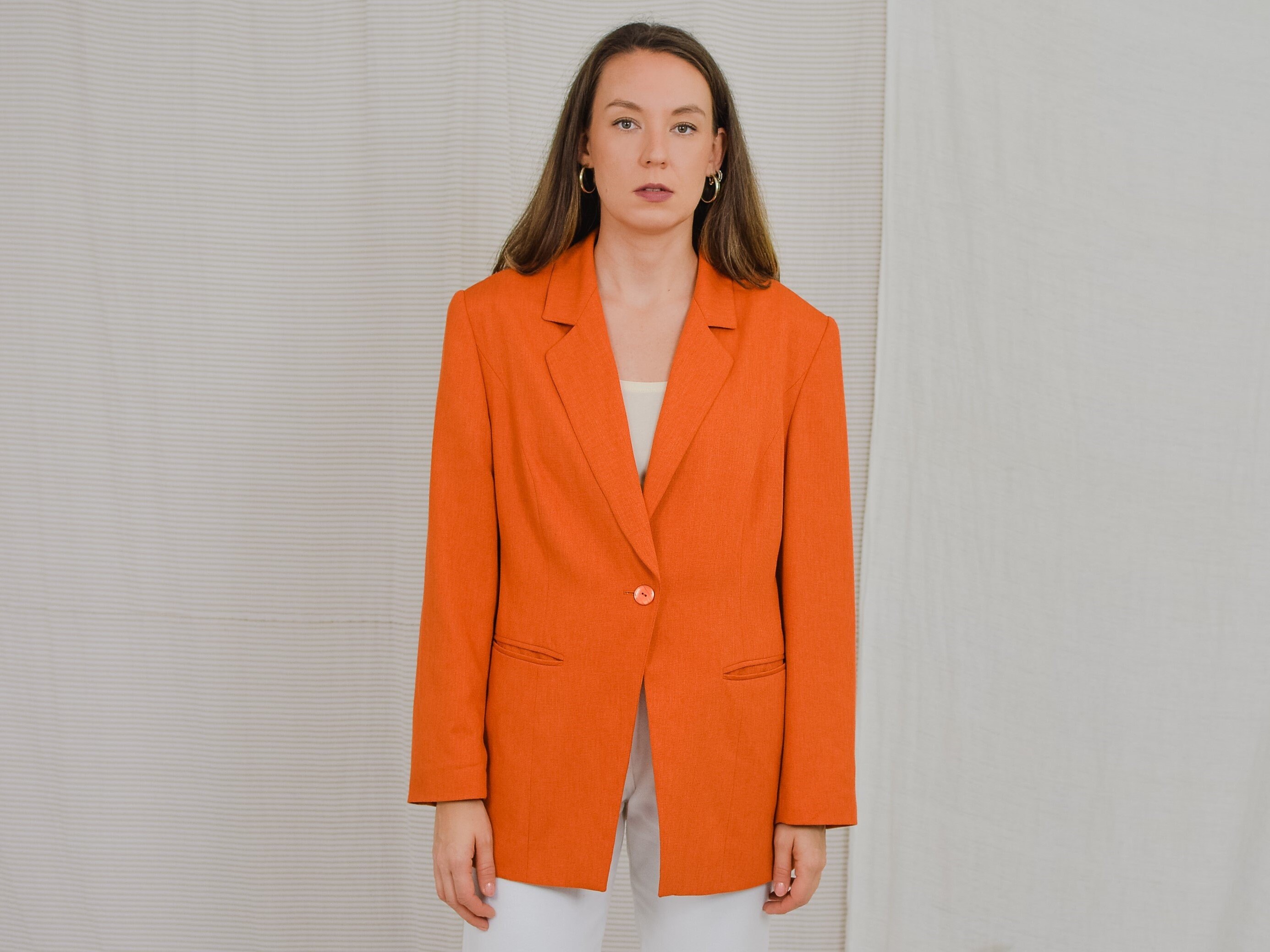 red orange blazer