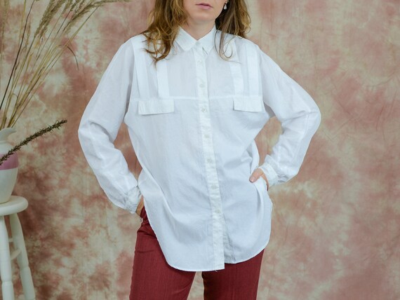 Vintage white shirt reglan sleeve long crinkled co