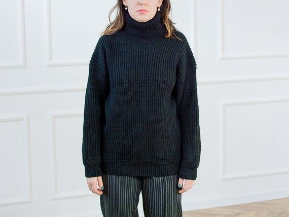 Black turtle neck sweater vintage jumper pullover