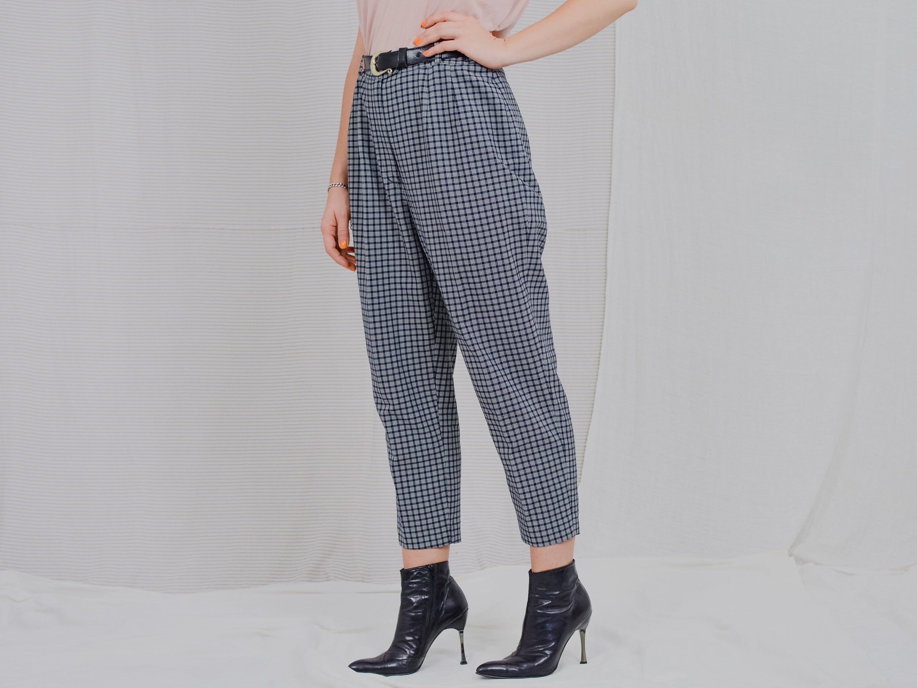 high waisted checkered jeans