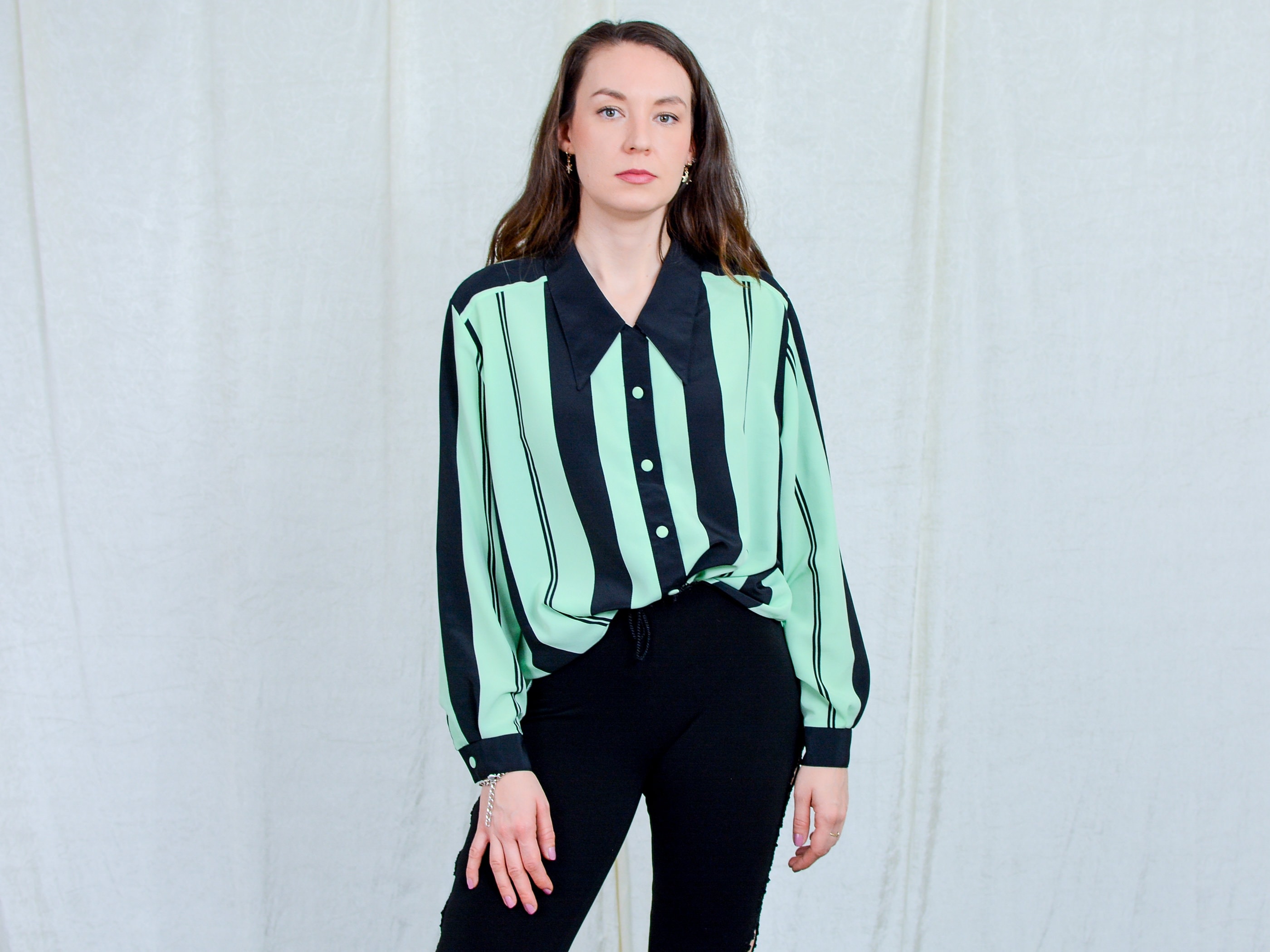 XXL Vintage Long Sleeved Striped Shirt