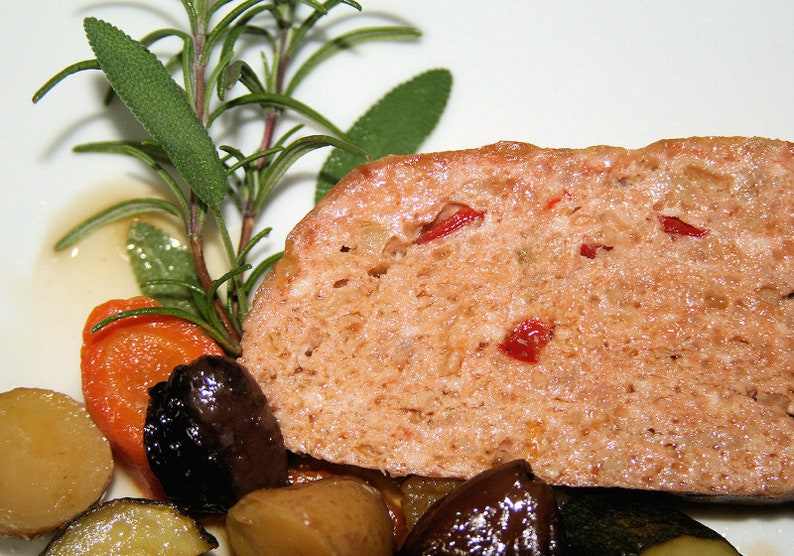 Baked Turkey Meatloaf with Roasted Vegetables, Printable PDF Italian Recipe with Photos, Instant Digital Download image 1